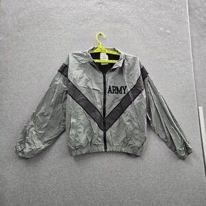 UNICOR Men Jacket M Gray Nylon Supplex Army Spellout IPFU Jacket